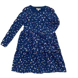Tucker+Tate Blue Girls Heart Print Long Sleeve Tiered Dress Size 8